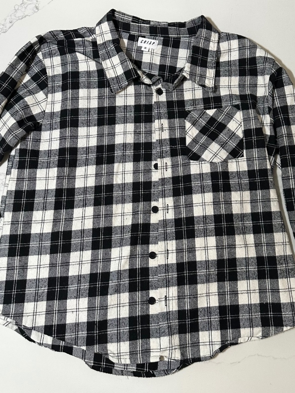 Crisp Long Sleeve Flannel - Black/White - XL